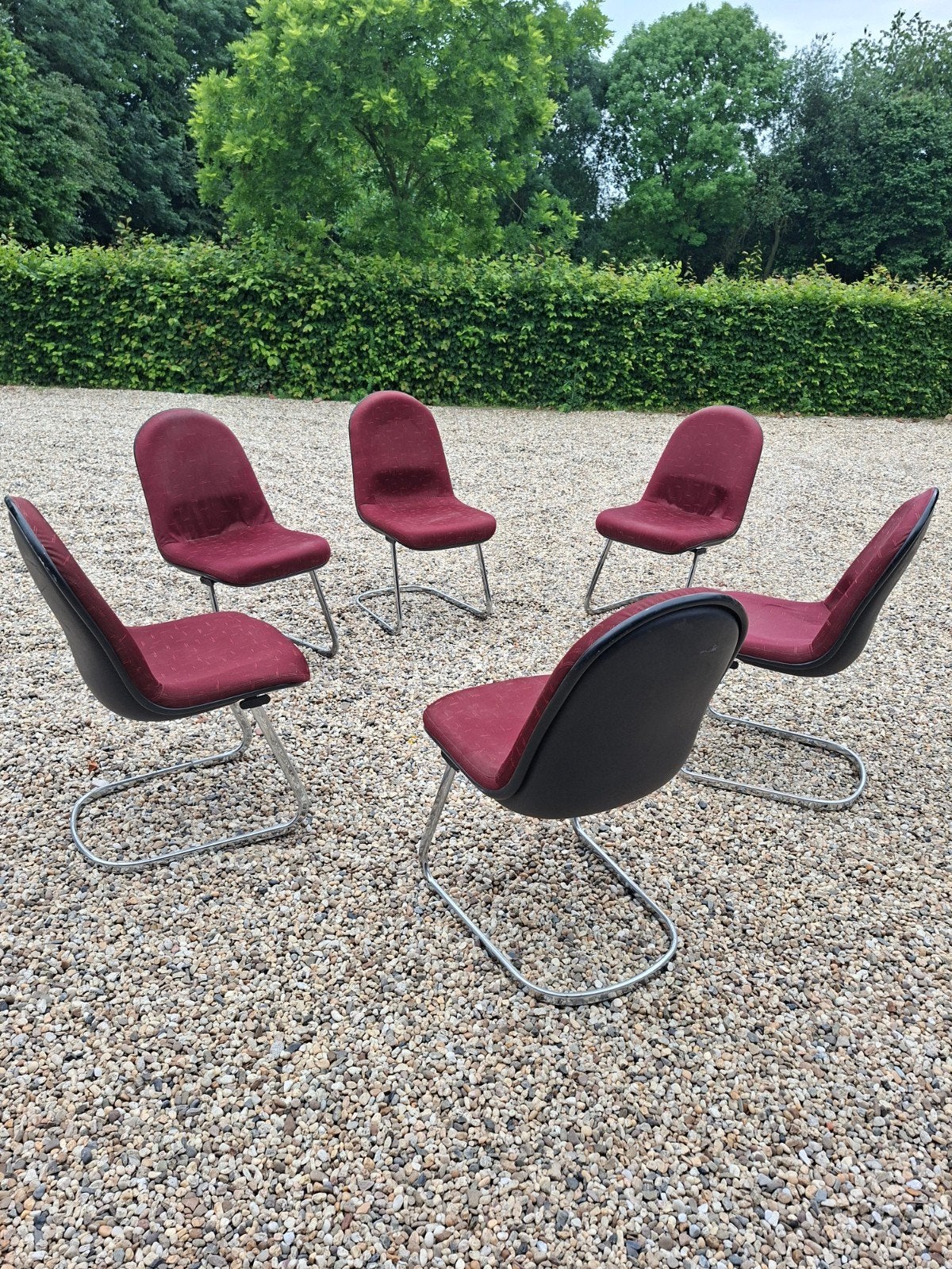 Set van 6 sledestoelen Giroflex jaren 80 kuipstoel  vergader, Ophalen