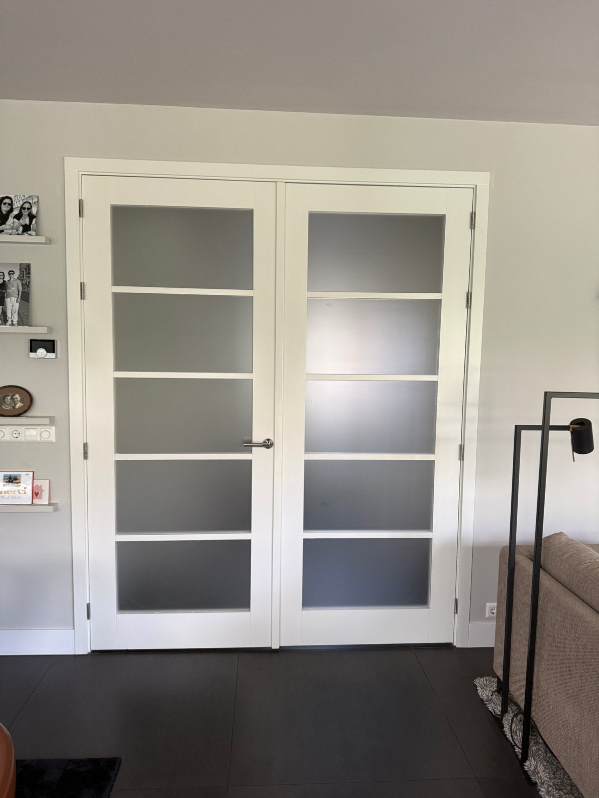 Set van 2 hal-/woonkamer deuren met matglas, Skantrae, Doe-het-zelf en Verbouw, Deuren en Horren, Gebruikt, Binnendeur, 200 tot 215 cm