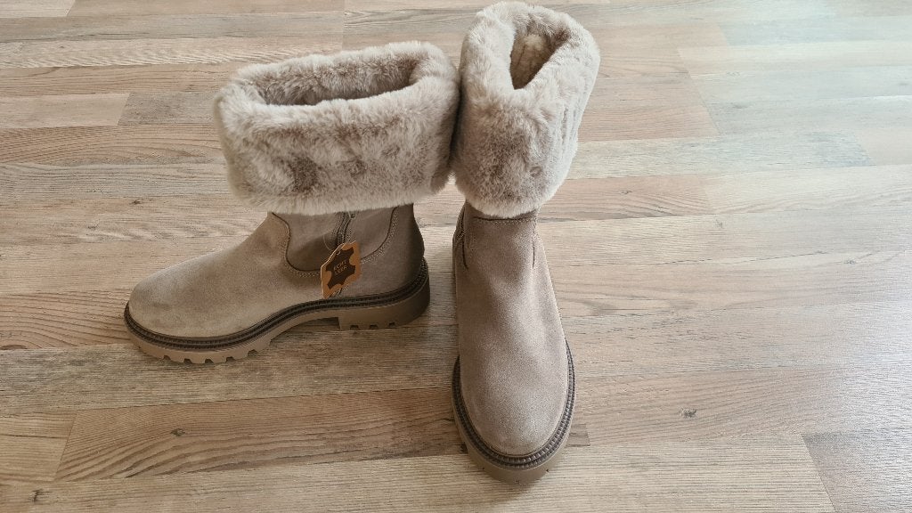 LAARSEN,LEER,NIEUW!!, Ophalen, Hoge laarzen, Beige, Nieuw