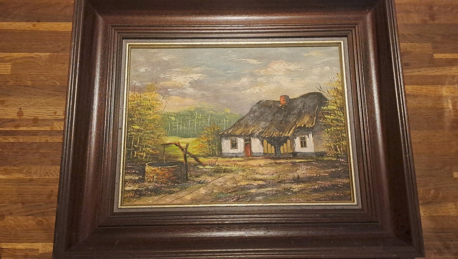 Schilderij B. Voss Heyn: Landelijk tafereel met boerderij, Ophalen of Verzenden