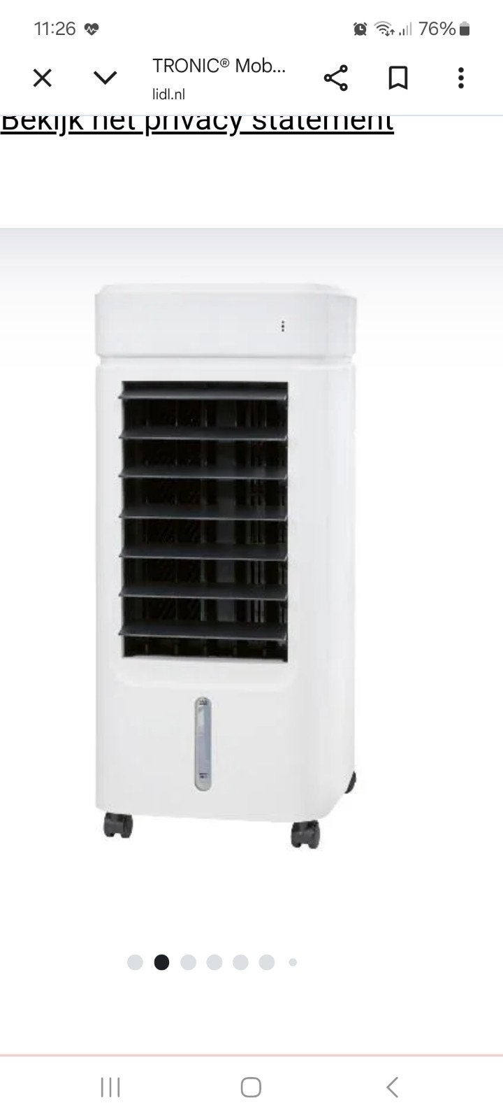 aircooler, Ophalen, Gebruikt, Timer, Minder dan 60 m³