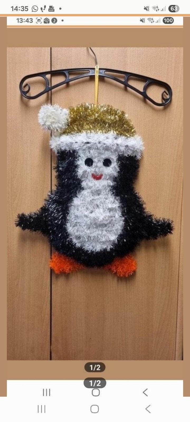 Leuke hanger voor de kerst 41 cm, Diversen, Kerst, Ophalen of Verzenden, Gebruikt