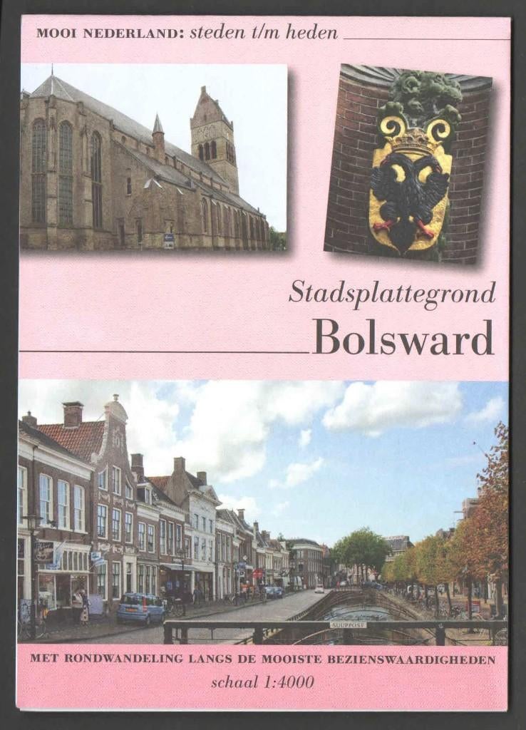Stadsplattegrond met leuke wandelroute: Bolsward, 2000 tot heden, Ophalen of Verzenden, Nederland, Landkaart