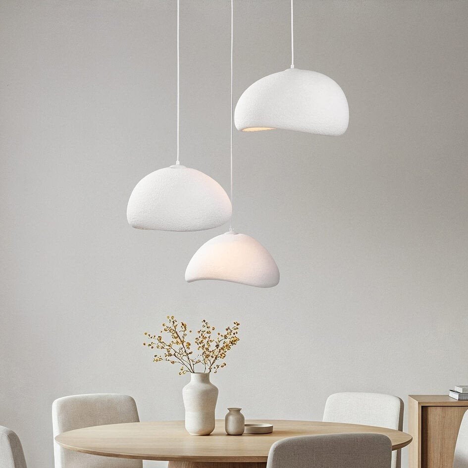 Japandi wit hanglamp - 3 kappen - voor de handige Harry, Japandi, Gebruikt, Metaal, E27 (groot)