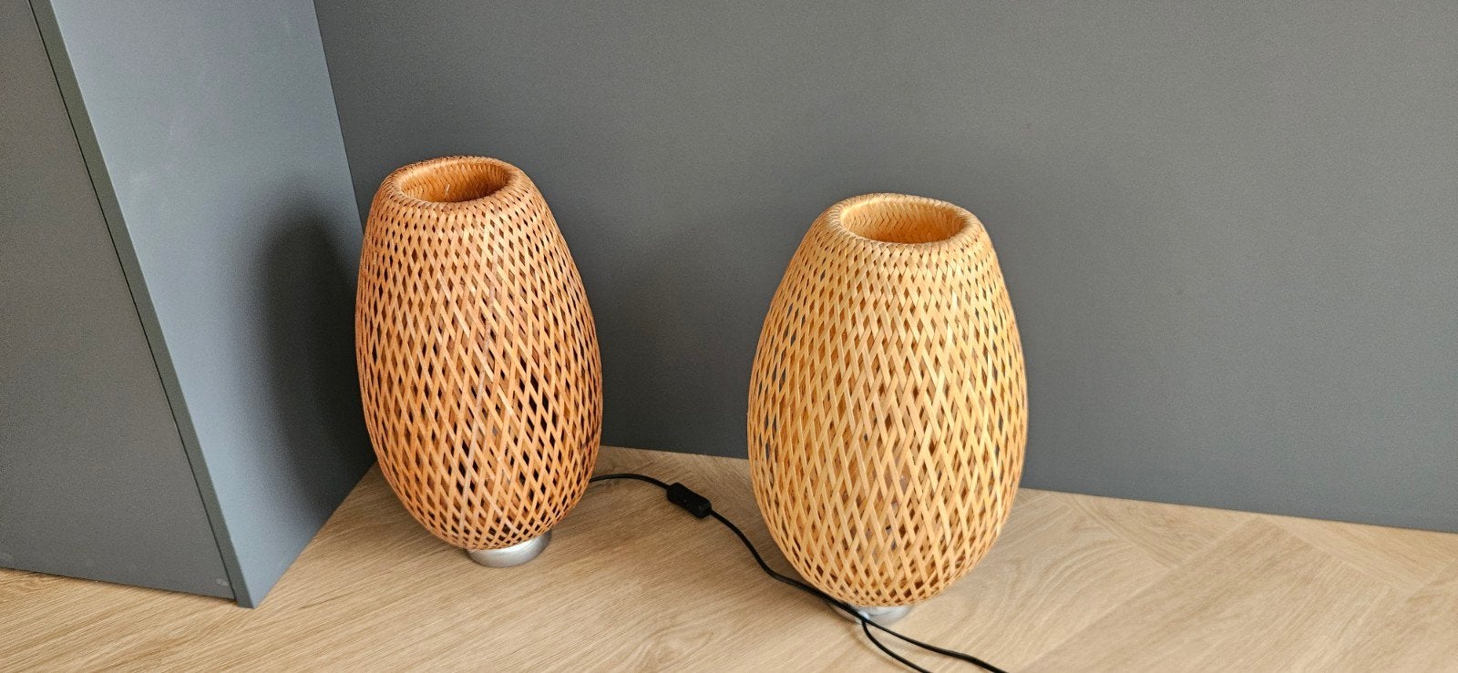 IKEA Böja Tafellampen - Bamboe (2 stuks), Scandinavisch, Natuurlijk materiaal, IKEA, Met stekker