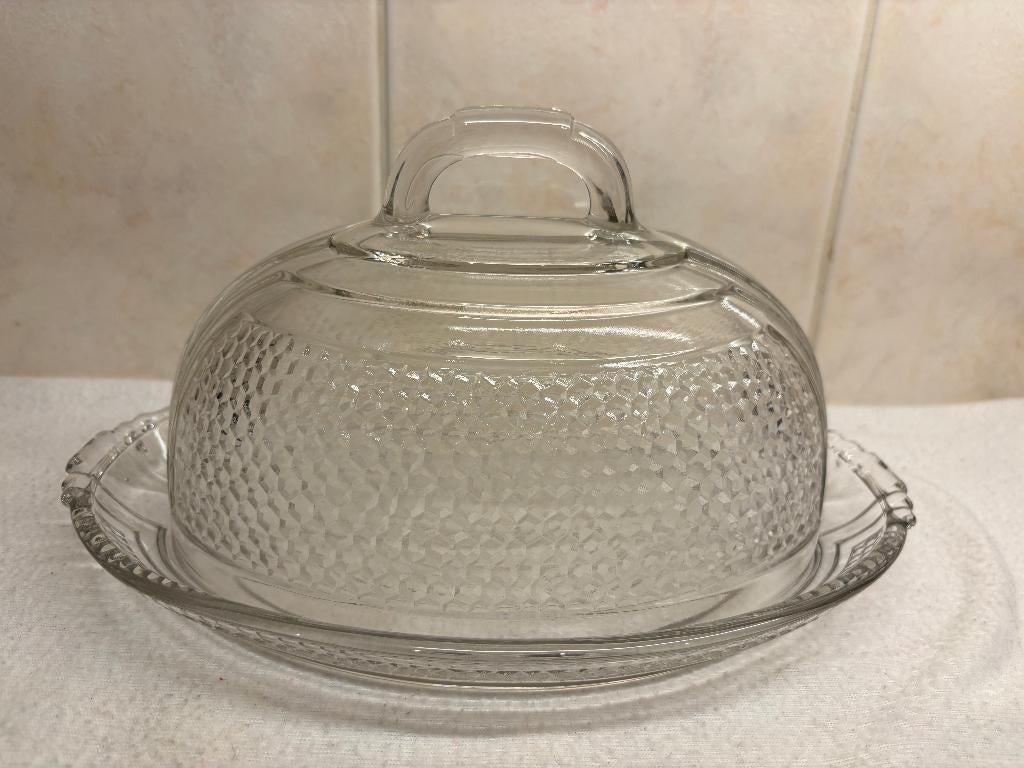 Oude Ovale Glazen Franse Kaas Stolp, Ophalen of Verzenden