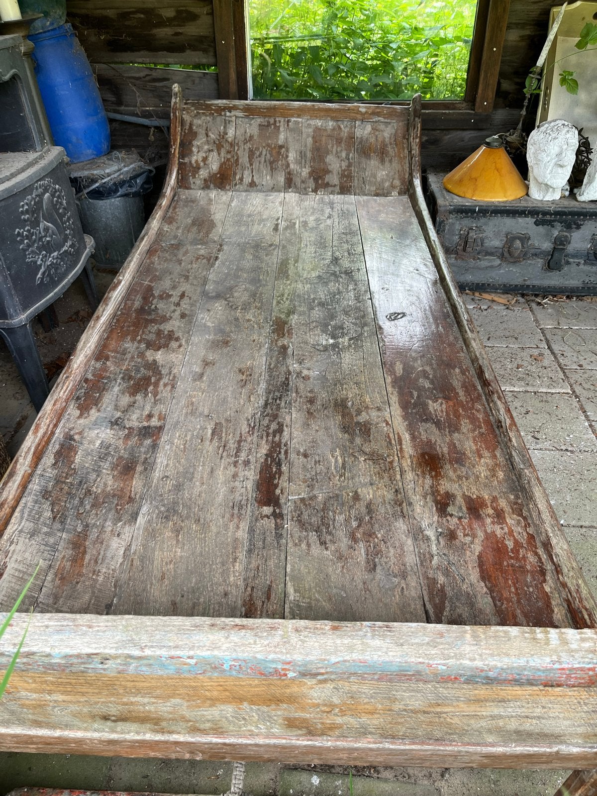 Oud Indonesisch Teakhouten Bed - Uniek en Authentiek, Antiek en Kunst, Antiek | Meubels | Bedden, Ophalen