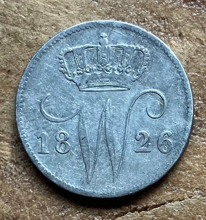 25 cent 1826 Utrecht Willem I, Ophalen, Zilver, 25 cent, Koning Willem I