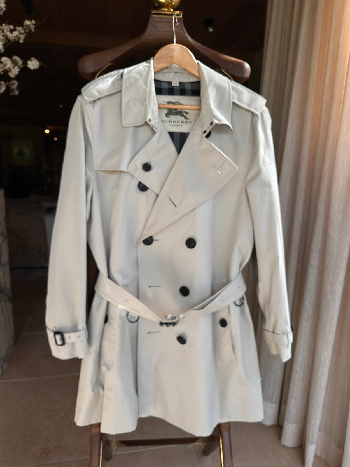 Burberry London Trenchcoat Heren - Lichtgrijs - Maat 54, Kleding | Heren, Verzenden, Gedragen, Maat 52/54 (L), Grijs