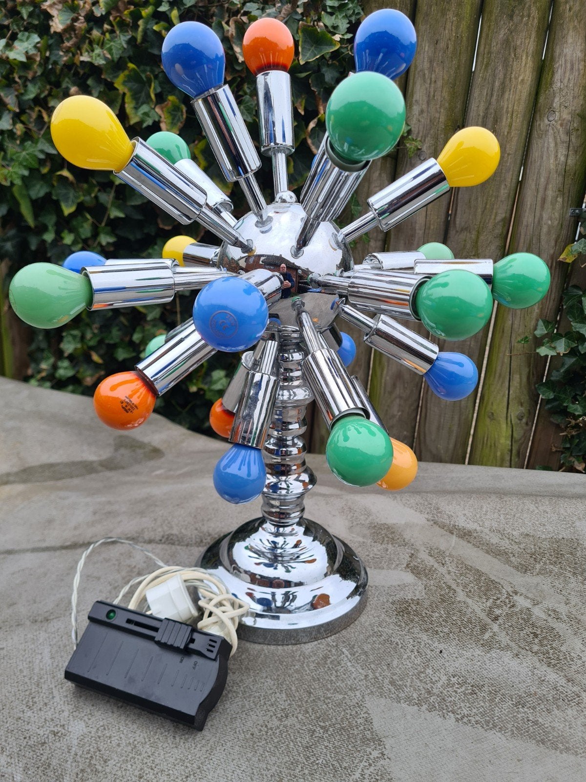 FIFTIES SIXTIES CHROMEN SPOETNIK / SPUTNIK TAFELLAMP, Zilver, Ophalen, Zo goed als nieuw