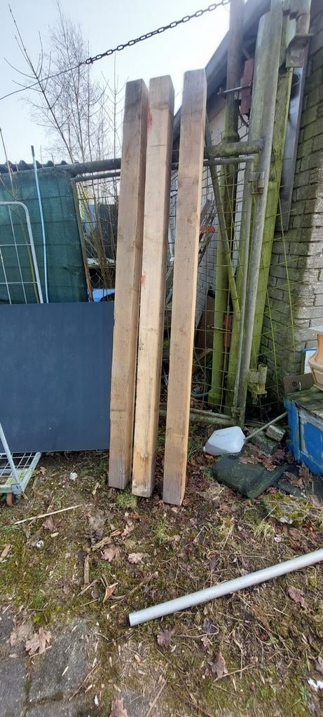 vuren balken 4  stuks nog wel 10 azobe palen 2 m l 10 x 10, Tuin en Terras, Palen, Balken en Planken, Ophalen, Gebruikt, 180 tot 250 cm