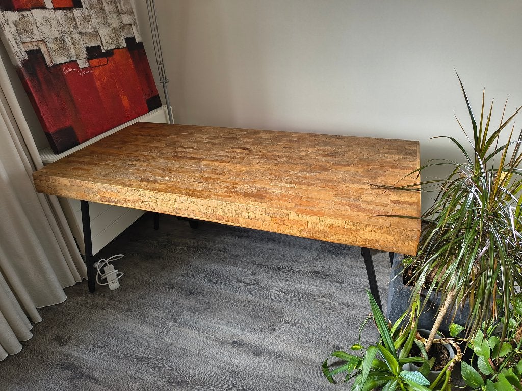 Nette tafel, Huis en Inrichting, Tafels | Eettafels, Ophalen, Gebruikt, Teakhout, 50 tot 100 cm