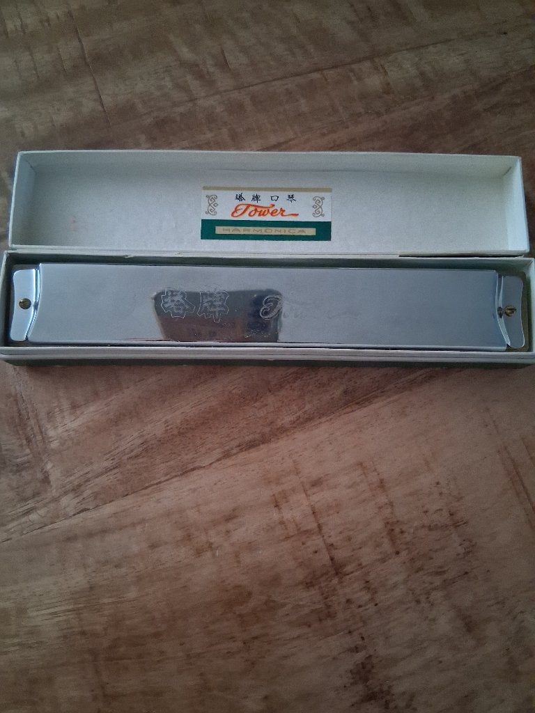 Vintage mond harmonica Tower, Nieuw, Ophalen of Verzenden, Met koffer of doosje, D-mondharmonica
