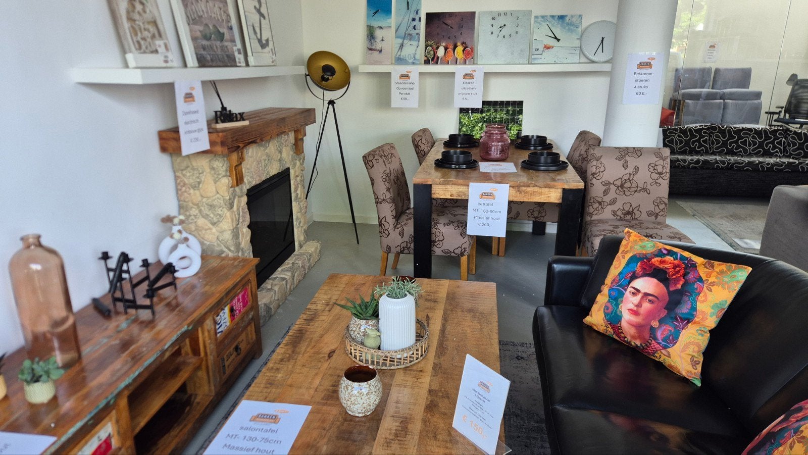 meubelset  salontafel en eettafel van massief hout, Huis en Inrichting, Ophalen, Gebruikt, Overige houtsoorten