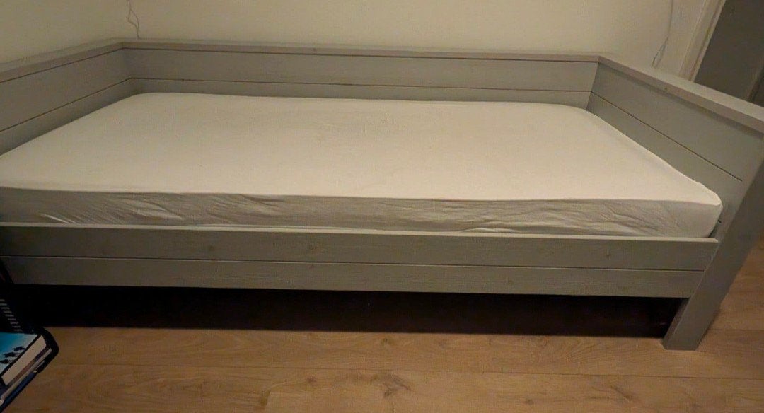 eenpersoonsbed, Ophalen, 90 cm, Eenpersoons, Grijs