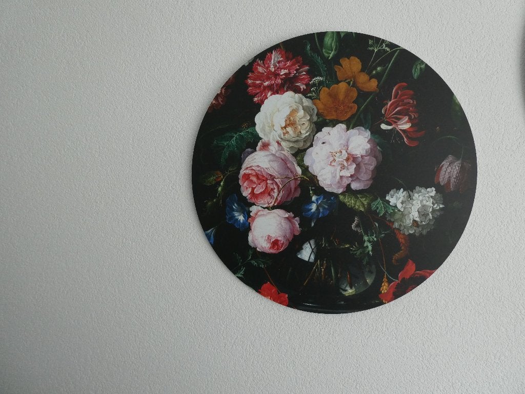 Schilderij bloemen dibond rond 60 cm, Ophalen, 50 – 75, Gebruikt, Schilderij