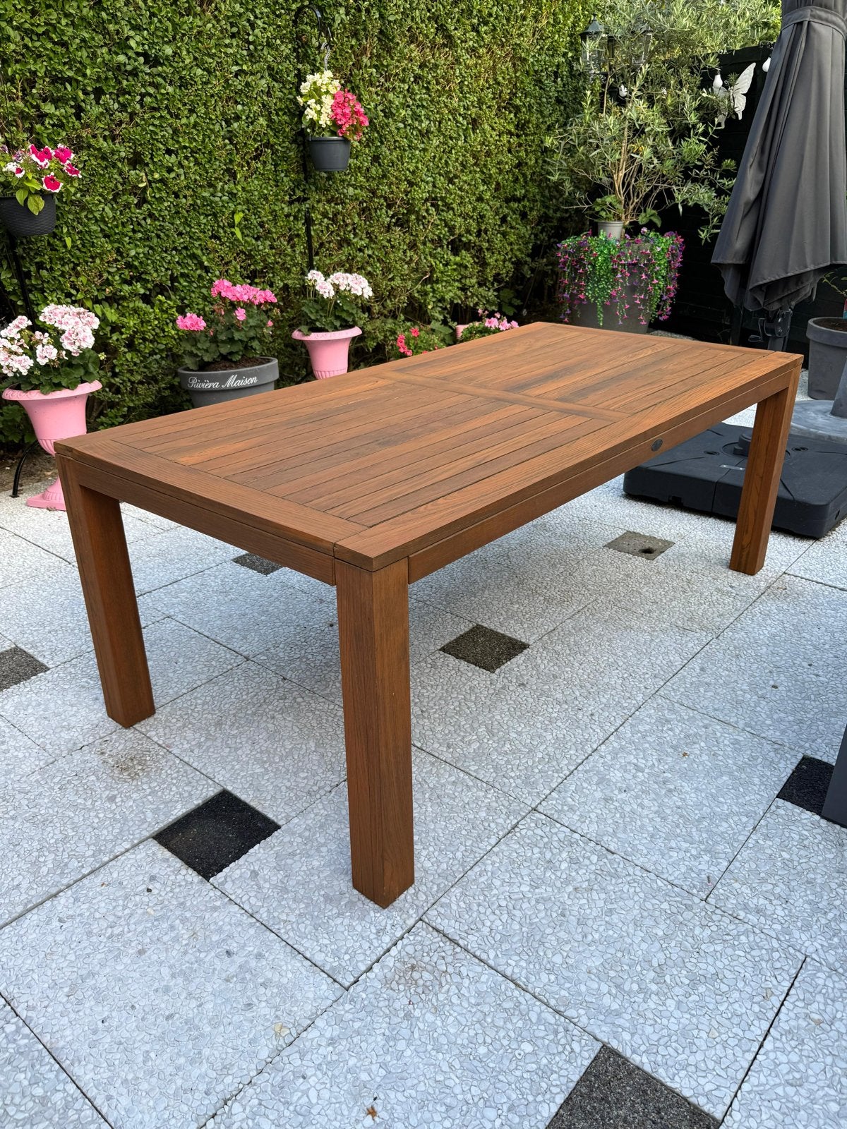 Hartman Teakhouten Tuintafel 200x100 cm - Robuust & Solide, Tuin en Terras, Tuintafels, Gebruikt, Rechthoekig, Teakhout, Ophalen