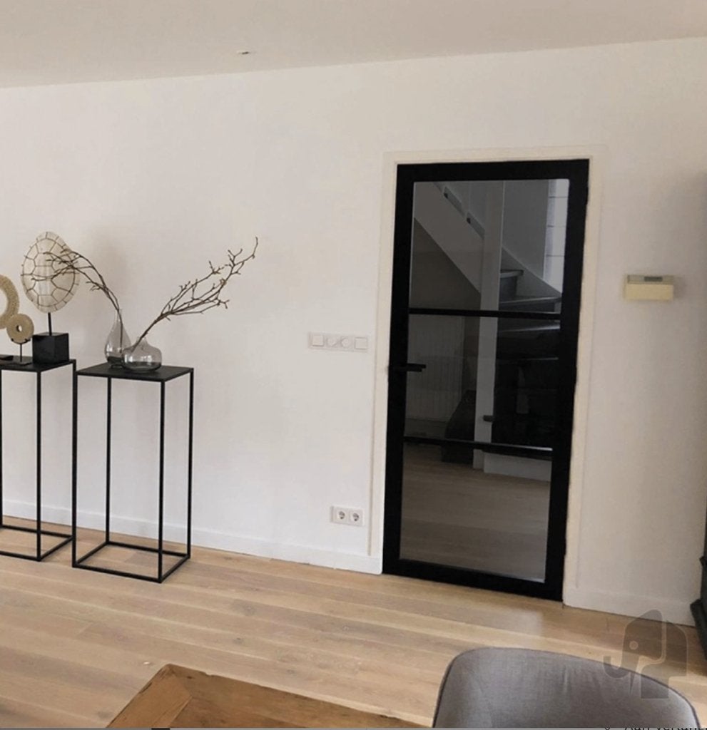 Steel look binnendeur met rookglas houten binnendeur, Niet ingevuld, 80 tot 100 cm, Binnendeur, Niet ingevuld