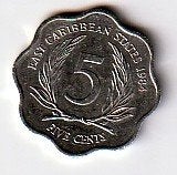 5  cent  1984  East Caribian States. km. 12 ( 0,25 ), Ophalen of Verzenden, Noord-Amerika, Losse munt
