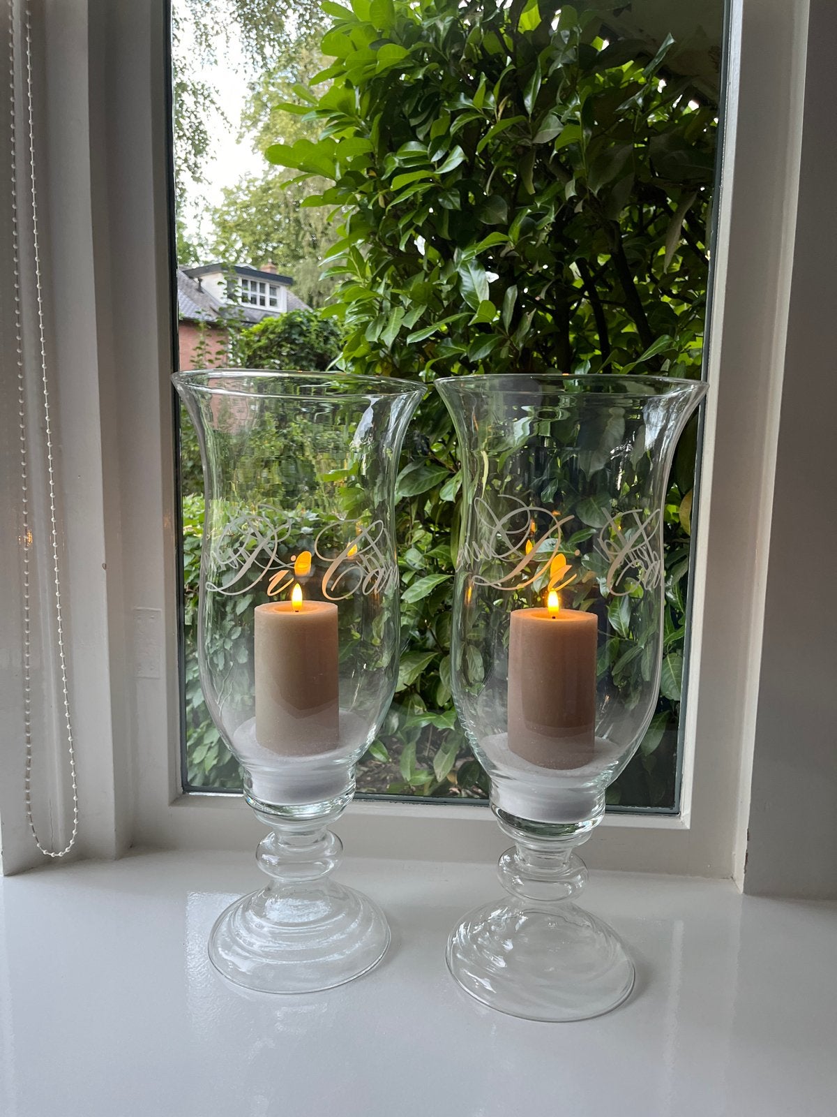 Set van 2 glazen windlichten Riviera Maison, Ophalen, Windlicht, Gebruikt, Overige merken