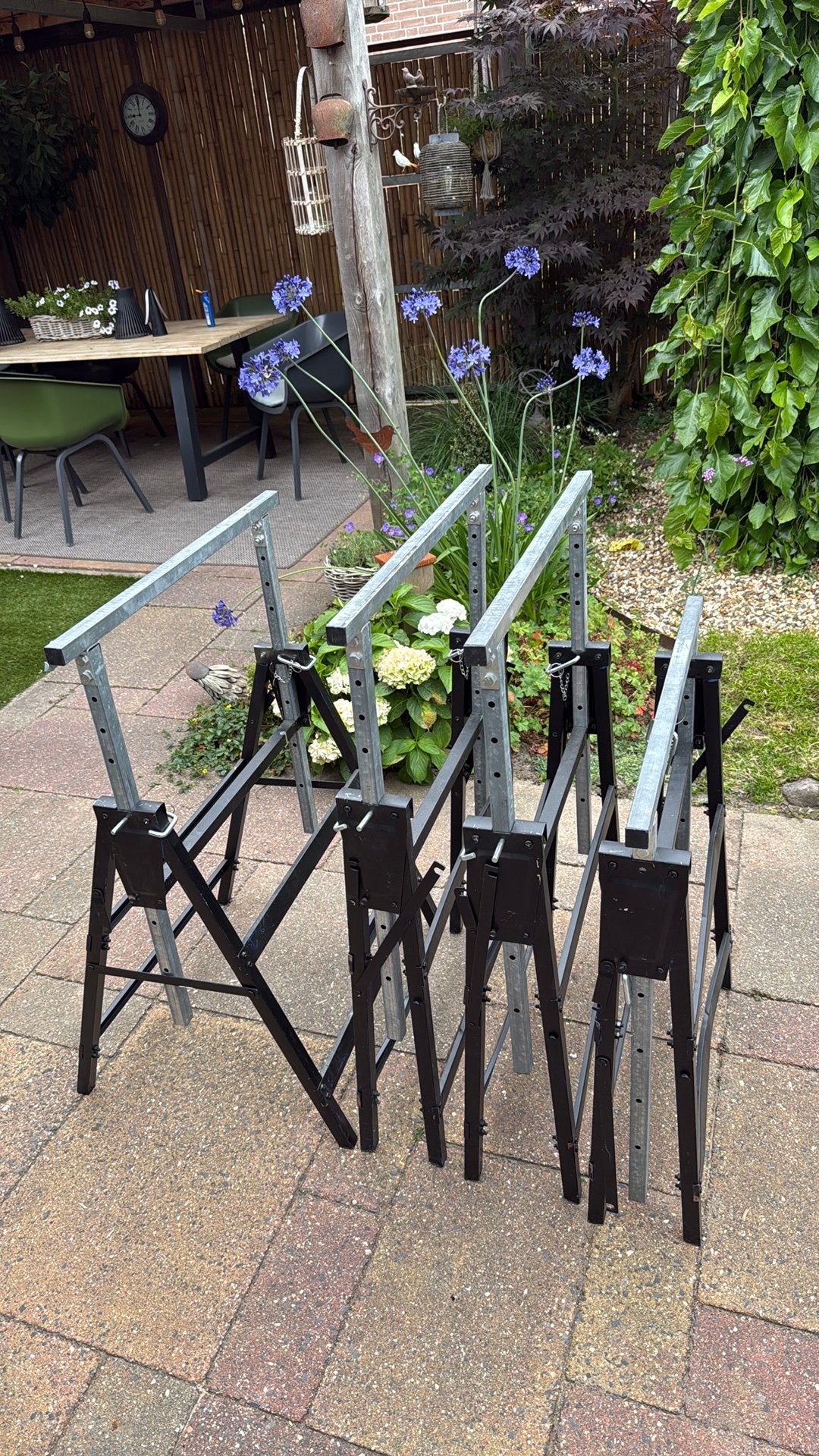 Te koop 4 stuks stalen schragen / bokken, Ophalen, Zo goed als nieuw, Overige typen, Minder dan 2 meter