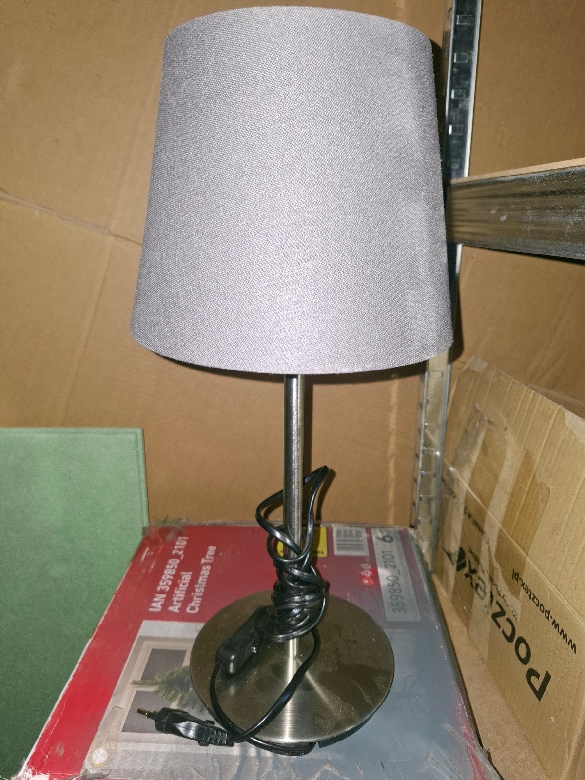 IKEA Skäftet Tafellamp met grijze kap, Ophalen of Verzenden, Zo goed als nieuw, Metaal