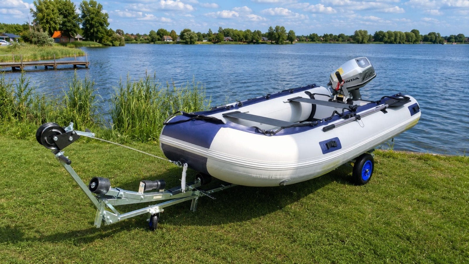 Complete Hosel Rubberboot (2026) 3.18m + Honda 5PK + Trailer, Watersport en Boten, Ophalen, Buitenboordmotor, Peddels, Aluminium