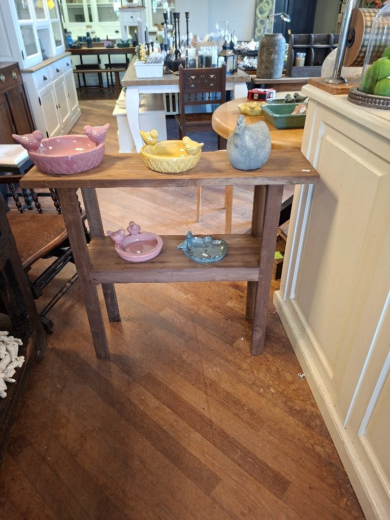 Robuuste oud teakhouten sidetable/oppottafel, Ophalen, 50 tot 100 cm, Teakhout, Nieuw
