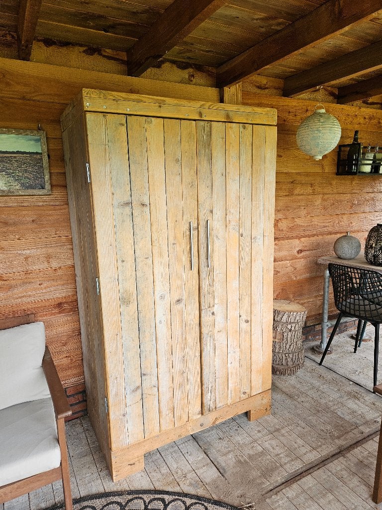steigerhout kledingkast, Huis en Inrichting, Ophalen, Met deur(en), Gebruikt, 50 tot 100 cm