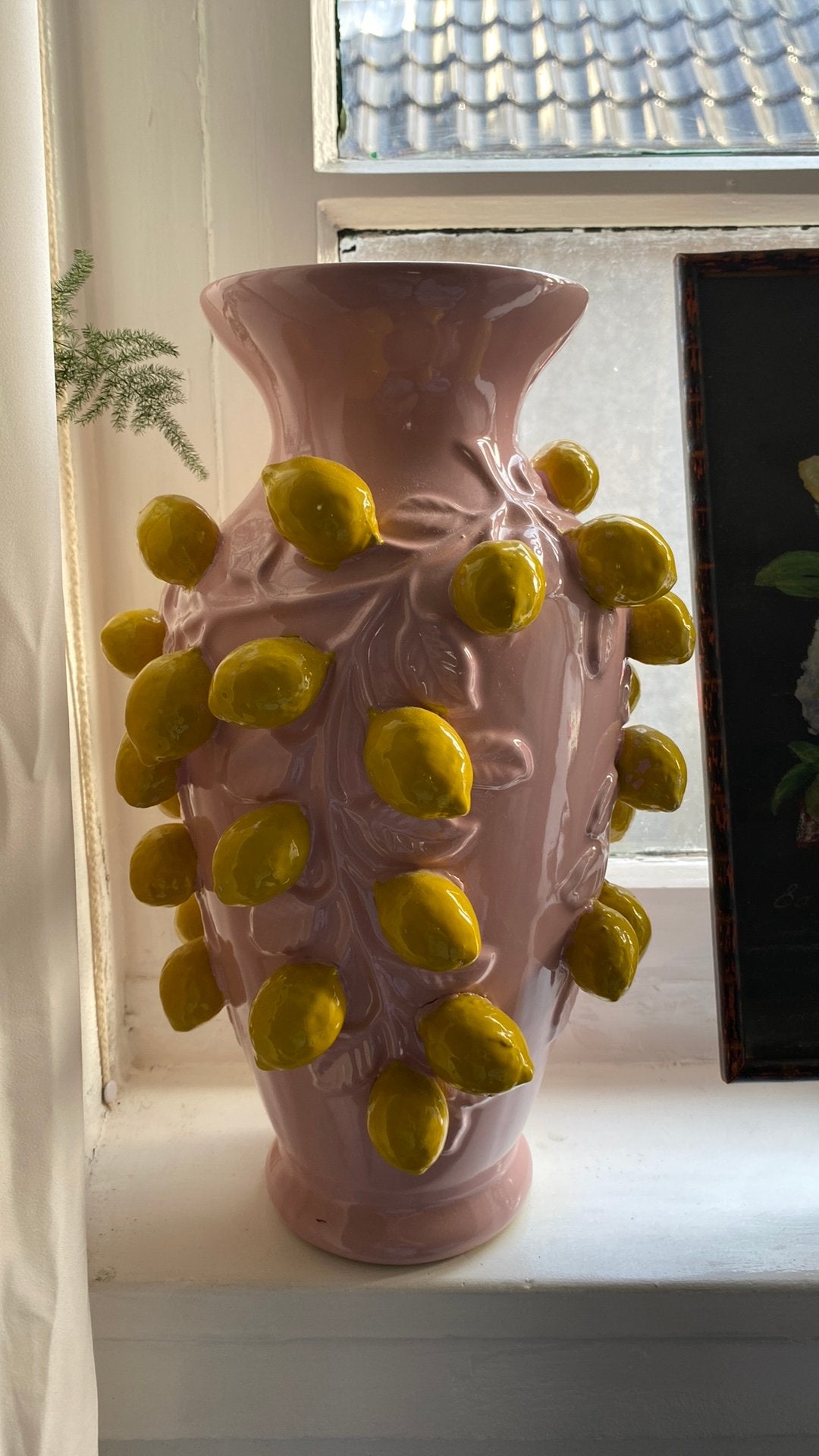 Vrucht Bloemen vase/ Pink Lemon Flower Vase, Huis en Inrichting, Woonaccessoires | Vazen, Ophalen, Handgemaakt, Nieuw, Roze