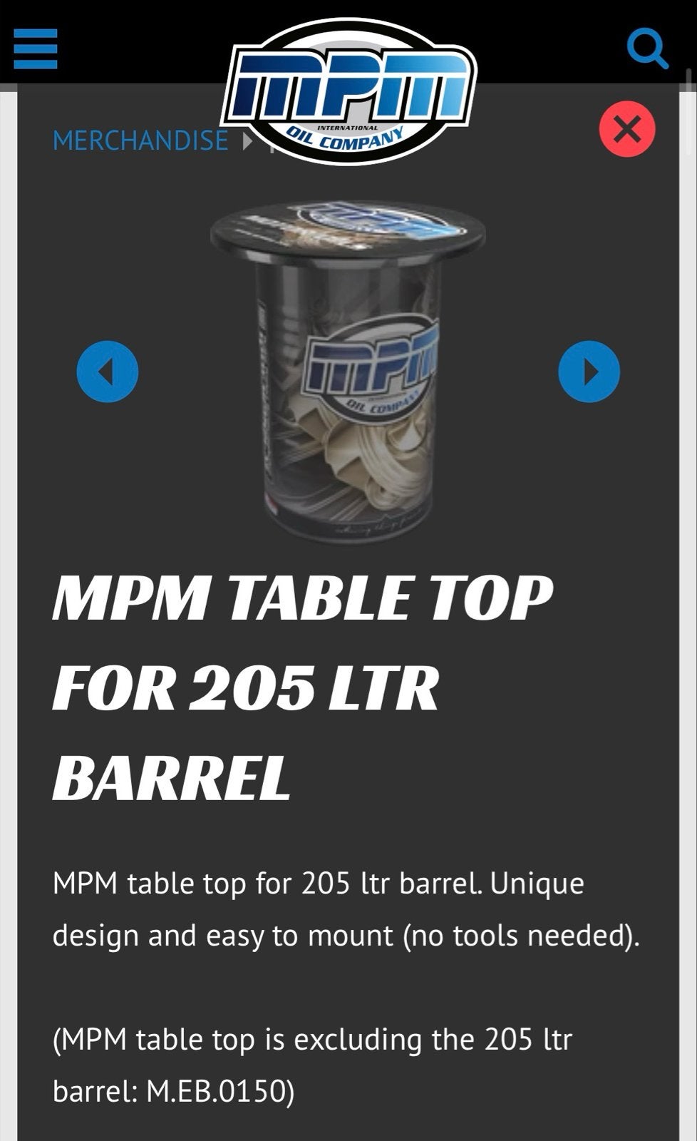 MPM Tafelblad voor 205 liter vat - Uniek design, Auto diversen, Ophalen