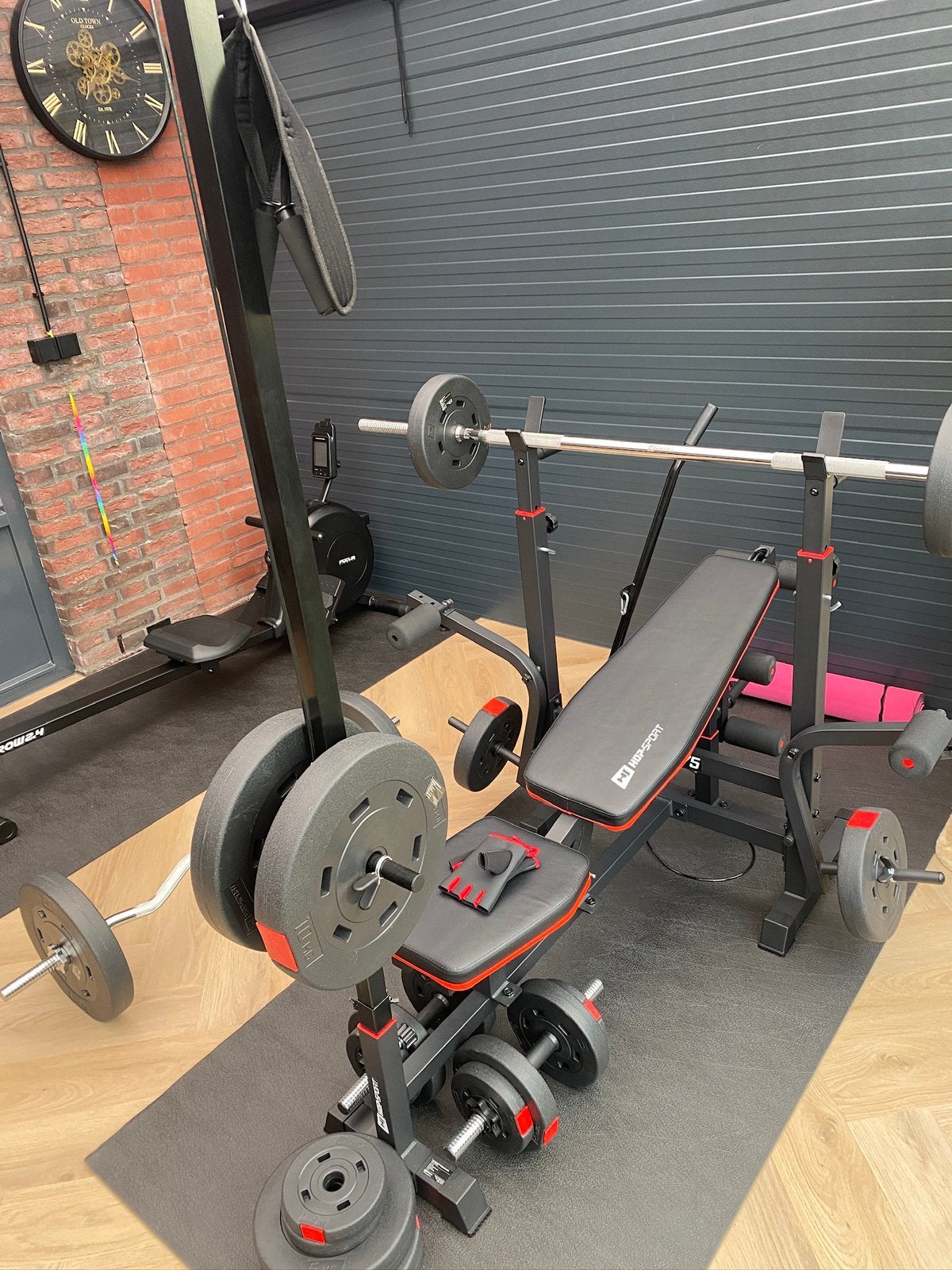 KOOPJE!! Gym set > Halter set & Roei-aparaat inc.  matten!!, Ophalen, Zo goed als nieuw, Benen, Krachtstation