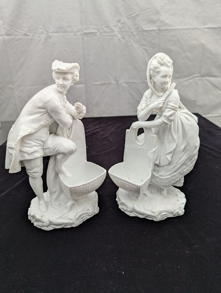 Antiek Meissen Blanc de Chine Koppel Zoutvaten, Ophalen of Verzenden
