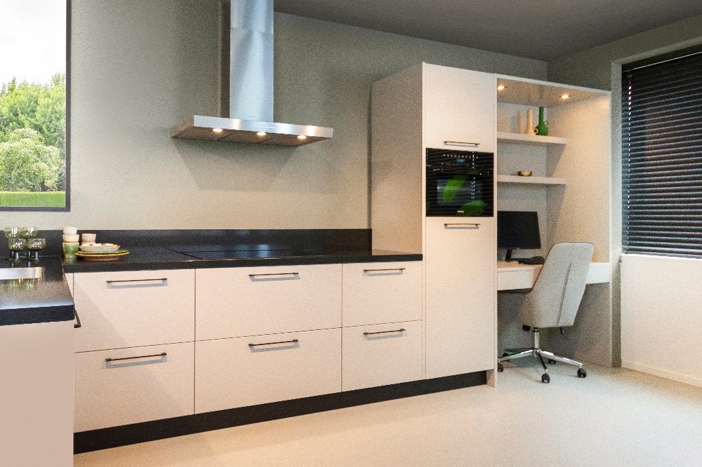 Tijdloze hoek keuken met volledig set Miele, Ophalen, Nieuw, Composiet, Hoekkeuken