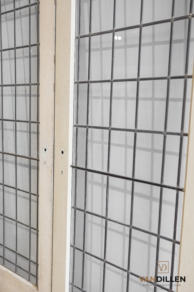 Oude openslaande vouwdeuren glas in lood 201.5 x 81, Gebruikt, 120 cm of meer, Binnendeur, Minder dan 200 cm