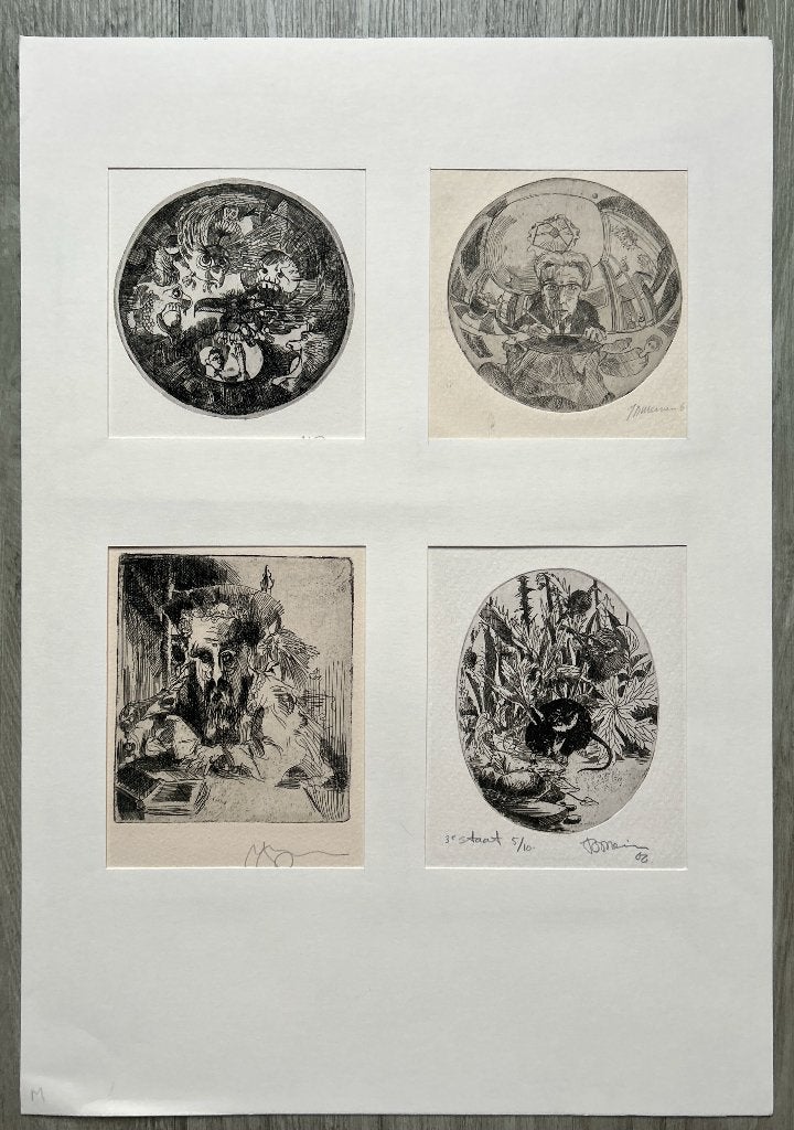 4 etsen Jan Bernard Meinen in passe-partout  Zomeropruiming, Antiek en Kunst, Kunst | Litho's en Zeefdrukken, Verzenden