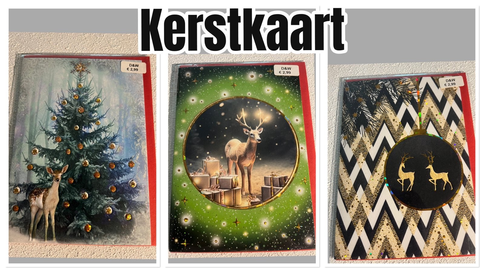 Kerstkaart met hert, Ophalen of Verzenden, Nieuw