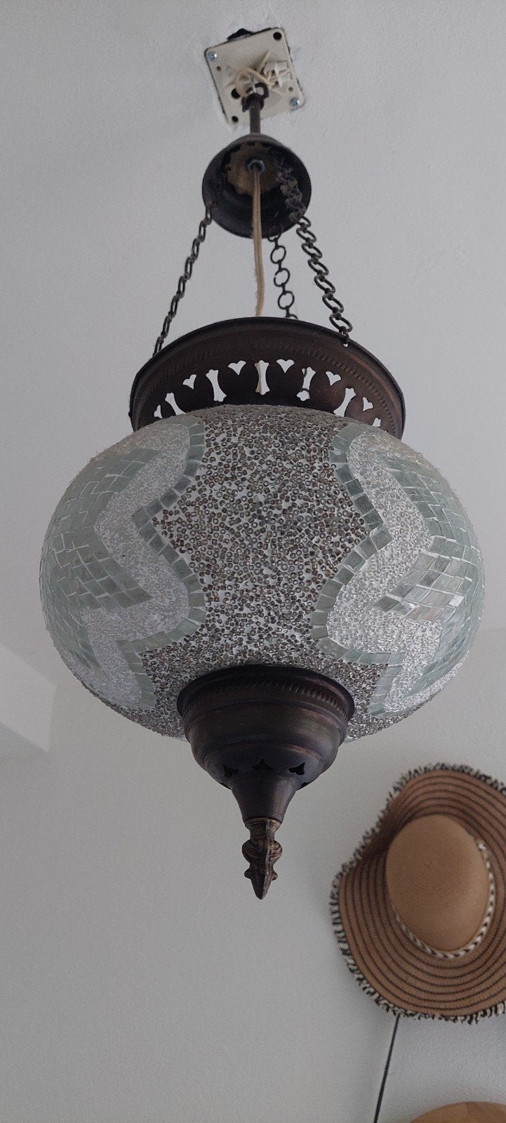 Marokkaanse hanglamp, Gebruikt, E27 (groot), Ophalen of Verzenden, Glas