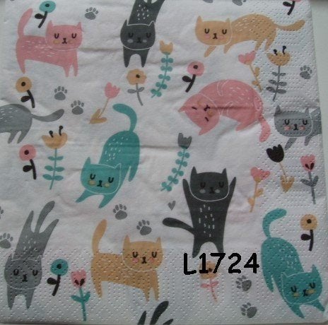 Servetten decoupage/bullet journal - katten L1724, Verzenden, Nieuw
