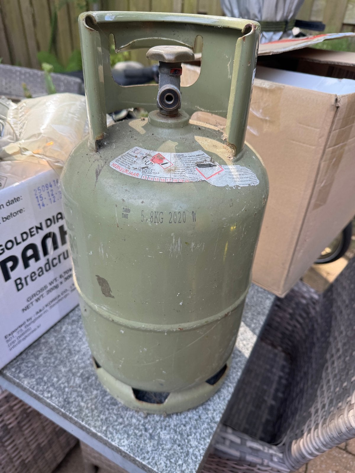 Gasfles 5kg bijna vol, Caravans en Kamperen, Ophalen, Gebruikt