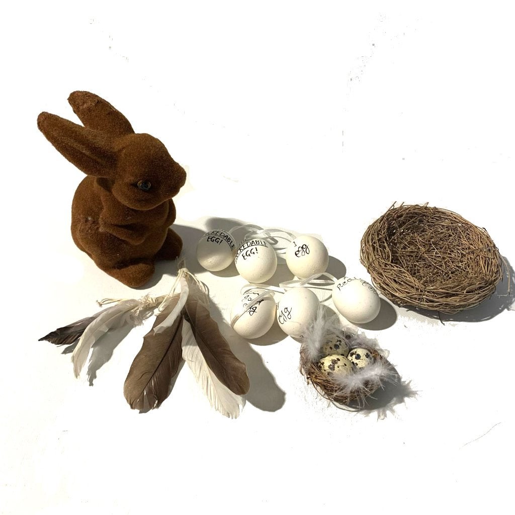PASEN decoratie eieren nestje veren deocoratie, Diversen, Gebruikt, Ophalen of Verzenden, X, X