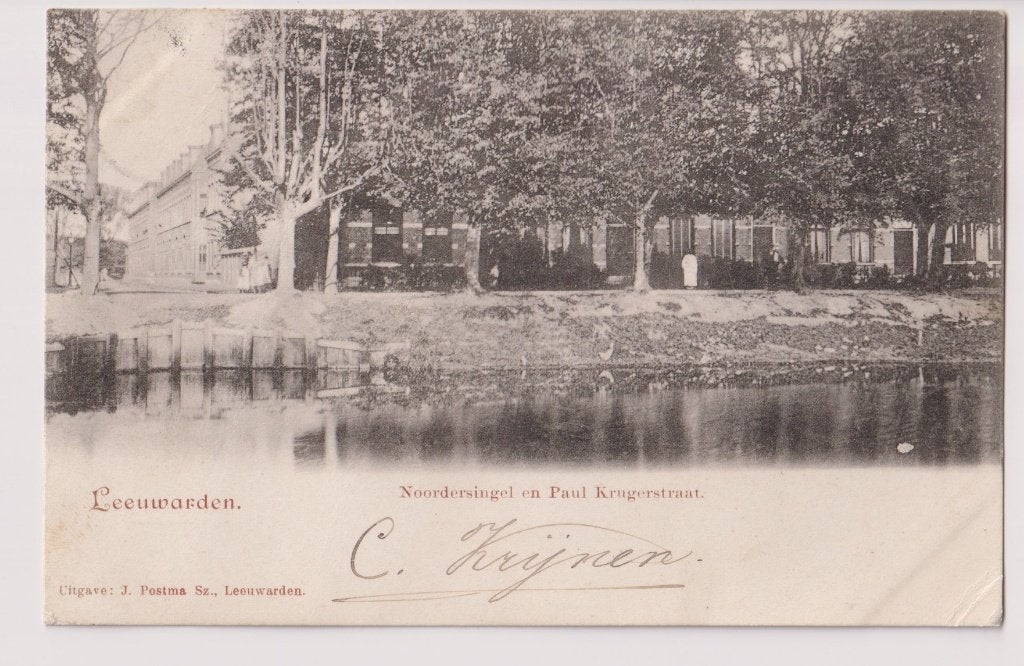 312 Leeuwarden Noordersingel Paul Krugerstraat mensen B67, Verzamelen, Verzenden, Voor 1920, Gelopen, Friesland