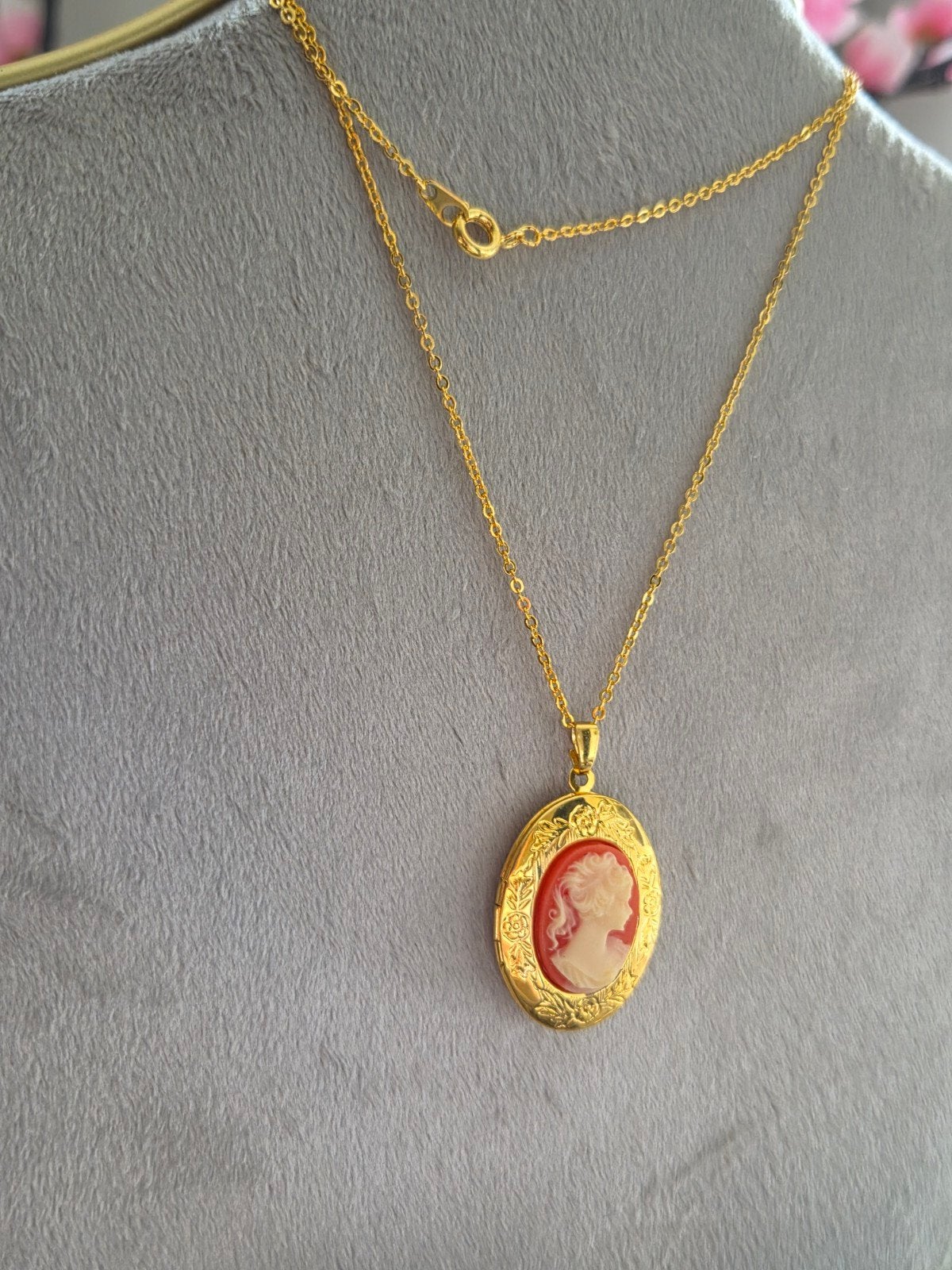 Vintage Camee Medaillon Ketting - 48 cm, Sieraden, Tassen en Uiterlijk, Kettingen, Ophalen of Verzenden