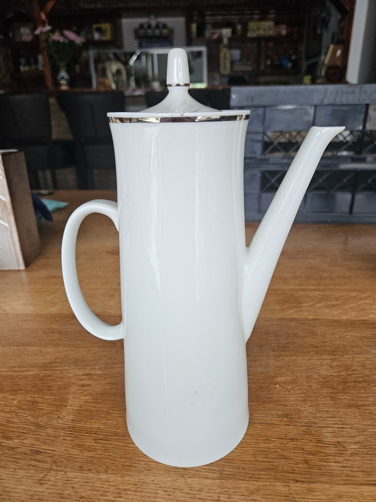 Vintage Mosa Maastricht koffiepot wit porselein met zilveren, Antiek en Kunst, Antiek | Servies los, Ophalen of Verzenden