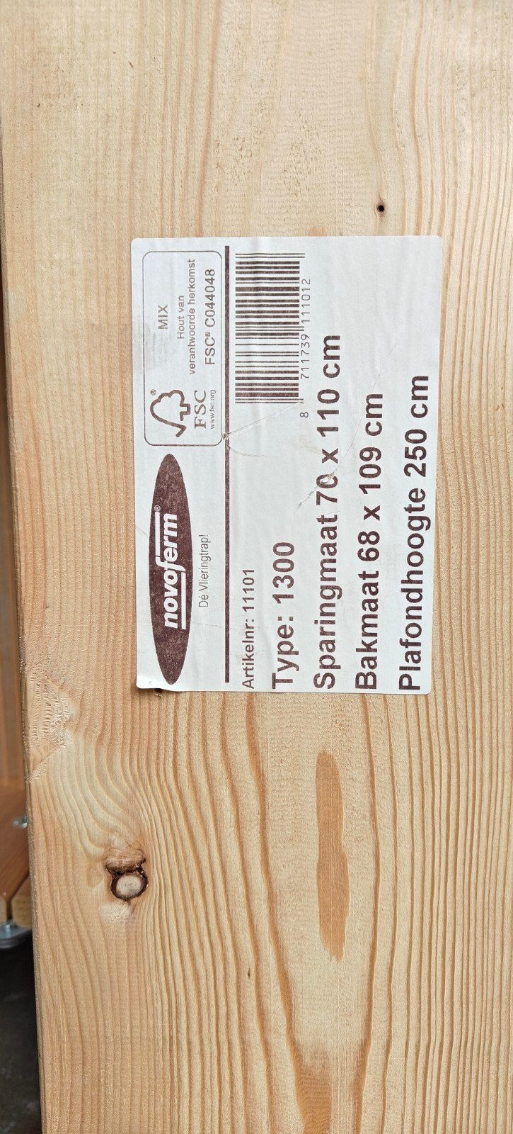 Vlisotrap zoldertrap vlieringtrap Novoferm 1300, 1100x700 mm, Ophalen, Gebruikt, Trap, Opvouwbaar of Inschuifbaar