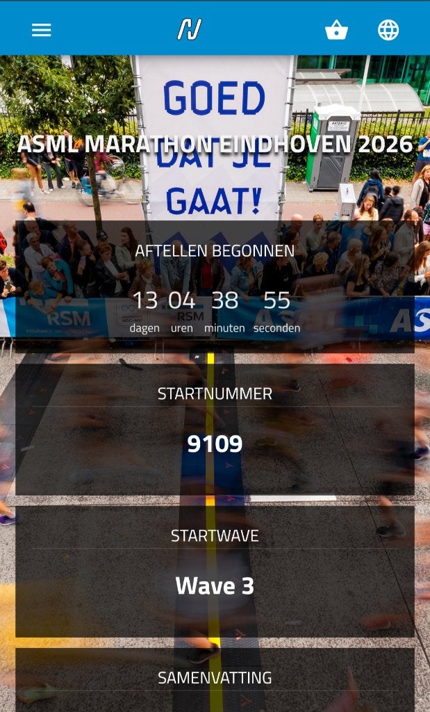 wave 3 startbewijs HALVE marathon Eindhoven, Eén persoon