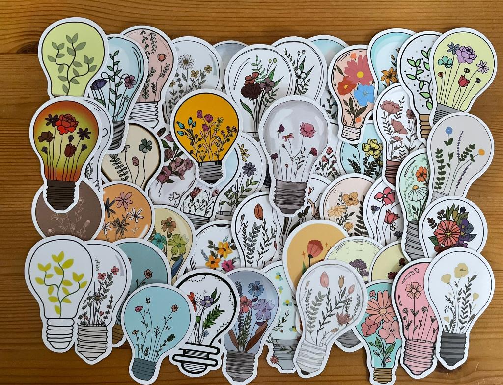 Lampjes met bloemen thema stickers, Verzenden, Nieuw, Meerdere stickers