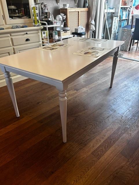 IKEA Rosentorp uitschuifbare tafel (wit), Ophalen, Gebruikt, 50 tot 100 cm, Landelijke stijl, kan gecombineerd met modern