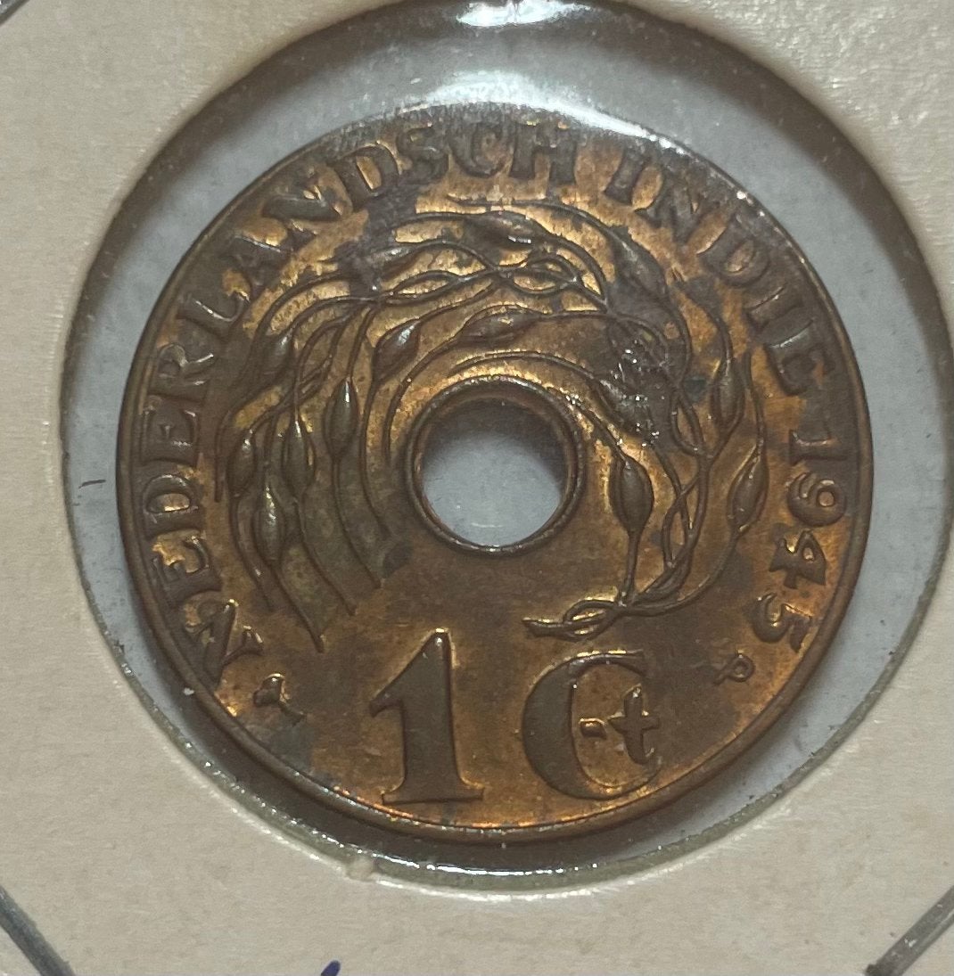1 cent Nederlands Indië 1945, Postzegels en Munten, Munten | Nederland, Ophalen of Verzenden, Koningin Wilhelmina