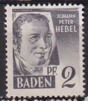 Duitsland Baden 1947 Johan Peter Hebel schrijver theoloog, Verzenden, Gestempeld, Overige thema's